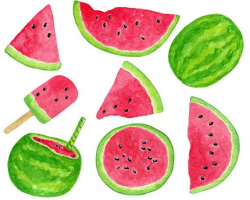 Watermelon clipart, watercolor clipart, watercolor fruit clipart,  watercolor tropical clipart, summer clipart, ice pop clipart, watermelon