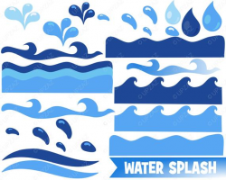Water Wave Clipart | Sea Waves | Ocean Waves | Water Wave Borders |  Nautical Clip Art | Upzaz Designs - UZ0202