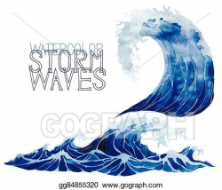 EPS Illustration - Watercolor storm waves set. Vector ...