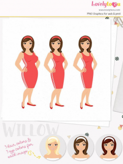 Woman weight loss character clipart, exercise illustration ...