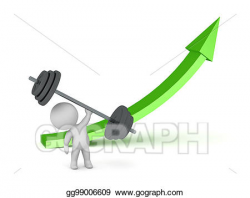 Stock Illustration - 3d character holding up large dumbell ...