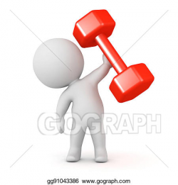 Stock Illustration - 3d character holding up a fitness ...