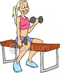 Woman Lifting Small Weights - Royalty Free Clipart Picture