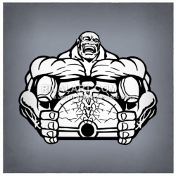Clipart of Strong Man Breaking Weights AR2-WEIGHT-01-RQ