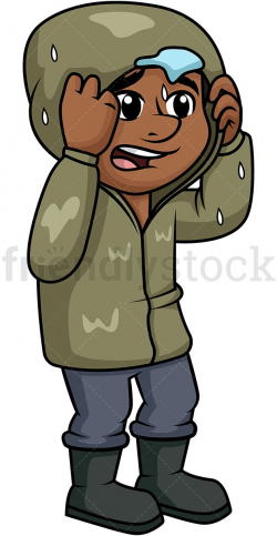 Black Man Getting Wet In The Rain | Vector Illustrations ...