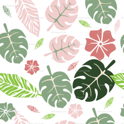 Tropical floral white pink and green fabric - bruxamagica - Spoonflower