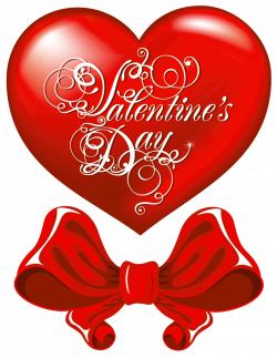 Valentines Day Heart and Red Bow PNG Clipart Picture | Gallery ...