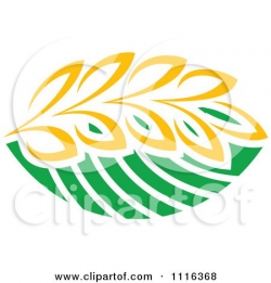 Clipart Strand Of Wheat And Green Leaves 2 - Royalty Free ...