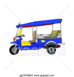 Vector Clipart - Hand drawn tuk tuk, 3 wheels taxi. Vector ...