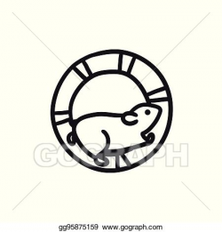 Vector Stock - Hamster running in the wheel sketch icon ...
