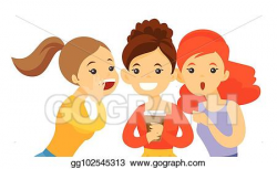 EPS Illustration - Young caucasian white women sharing ...