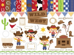 Wild West clip art and digital paper pack | Meylah
