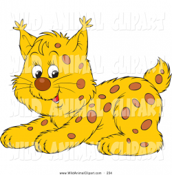 Clip Art of a Adorable Playful Spotted Wildcat Cub Crouching ...