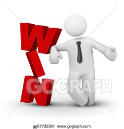 Vector Stock - 3d business man presenting word win concept ...