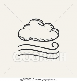 Vector Stock - Windy cloud sketch icon. Clipart Illustration ...