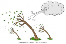 An image of a Windy Day Trees and Cloud Blowing Wind cartoon ...