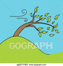 Clip Art Vector - Leaves blown off tree on a windy day ...