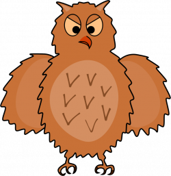 Clipart - Enraged owl - front view, spread wings