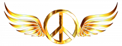 Clipart - Gold Peace Sign Wings Enhanced No Background