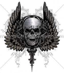Gothic Skull With Wings | Production Ready Artwork for T-Shirt Printing