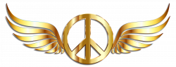 Clipart - Gold Peace Sign Wings With Drop Shadow