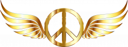 Clipart - Gold Peace Sign Wings No Background