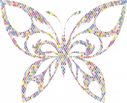 Clipart - Pastel Prismatic Hexagonal Tribal Butterfly Silhouette