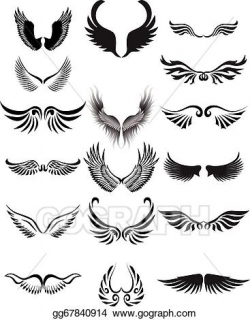 Vector Art - Wings silhouette collection. Clipart Drawing ...