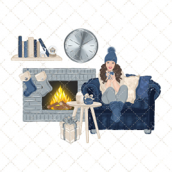Homey Winter Clipart, Cozy Clipart, Christmas Clipart, Home ...