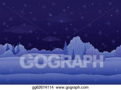 EPS Vector - Christmas landscape, night winter forest. Stock ...