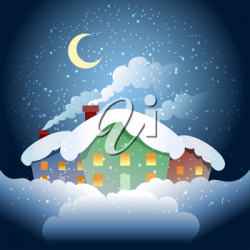 A vector illustration of winter village | Winter Clipart ...