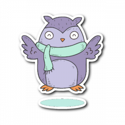 Cute Animals in Winter Clothes - Owl with a Scarf Sticker – Witty ...
