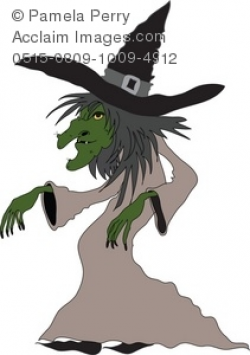 Halloween Clip Art Illustration of a Creepy Witch