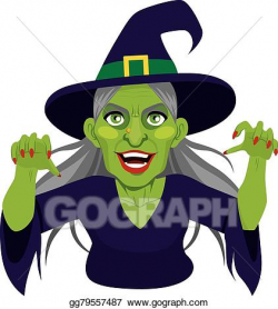 Vector Illustration - Old evil scary witch . EPS Clipart ...