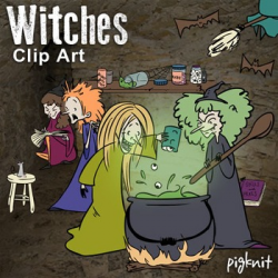 Witches Clipart, Macbeth Clip Art, Cauldron, Spell Book, Potions, Halloween