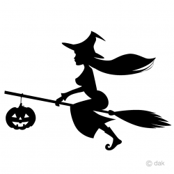 Witch and Pumpkin Silhouette Clipart Free Picture｜Illustoon