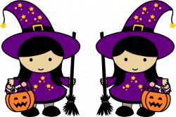 Clipart - Twin Halloween Witches