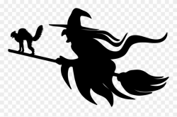 Witch And Cat Silhouette Clipart (#3712381) - PinClipart