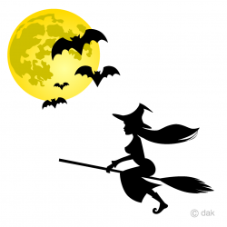 Flying Witch and Bats Clipart Free Picture｜Illustoon