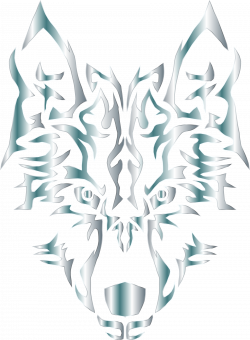 Clipart - Silver Symmetric Tribal Wolf No Background