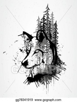 EPS Illustration - Abstract grunge wolf head. Vector Clipart ...