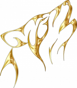 Clipart - Gold Tribal Wolf No background