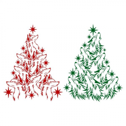 Wolf Christmas Tree SVG Cuttable Design | Christmas ...