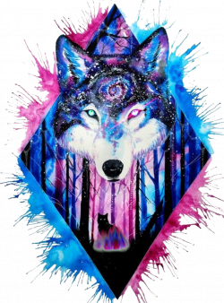 wolf galaxy fire freetoedit - Sticker by Syrina3