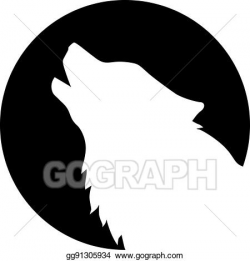 Vector Art - Wolf head howling in front of the moon. EPS ...