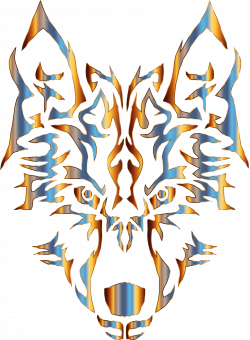 Clipart - Chromatic Symmetric Tribal Wolf 2 No Background