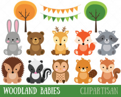 Woodland Animal Clip Art, Baby Forest Animals by ClipArtisan | TpT