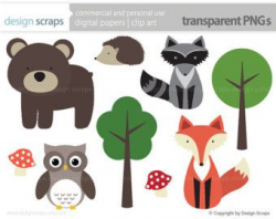 woodland animal clip art graphics, forest animals digital ...