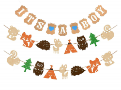 Woodland Creatures Banner & It's a Boy Banner Forest Animal Friends Party  Supplies Banner Baby Shower Party Decorations Birthday Party Favors Photo  ...