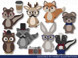 Hipster Woodland Animals Clipart, Hipster Woodland Animals Clip Art,  Hipster Animals Clipart, Woodland Animals Clipart, Woodland Nursery